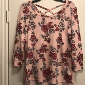 Pink floral blouse